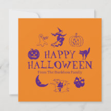 Feliz Halloween nombre personalizado tarjeta de na