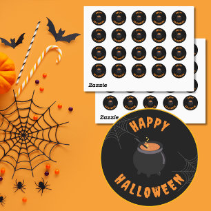 Feliz Halloween: Pegatinas redondos negros y Naran