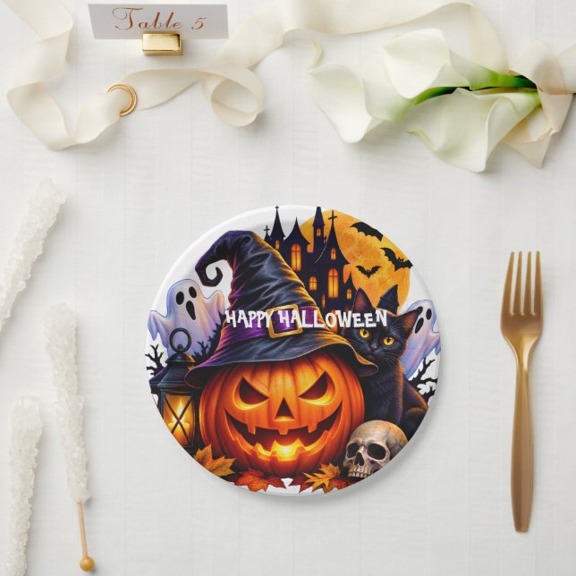 Feliz Halloween Plato de Papel (Boda)