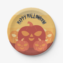 ¡Feliz Halloween! Platos de Papel de Calabazas