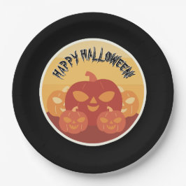¡Feliz Halloween! Platos de papel de calabazas