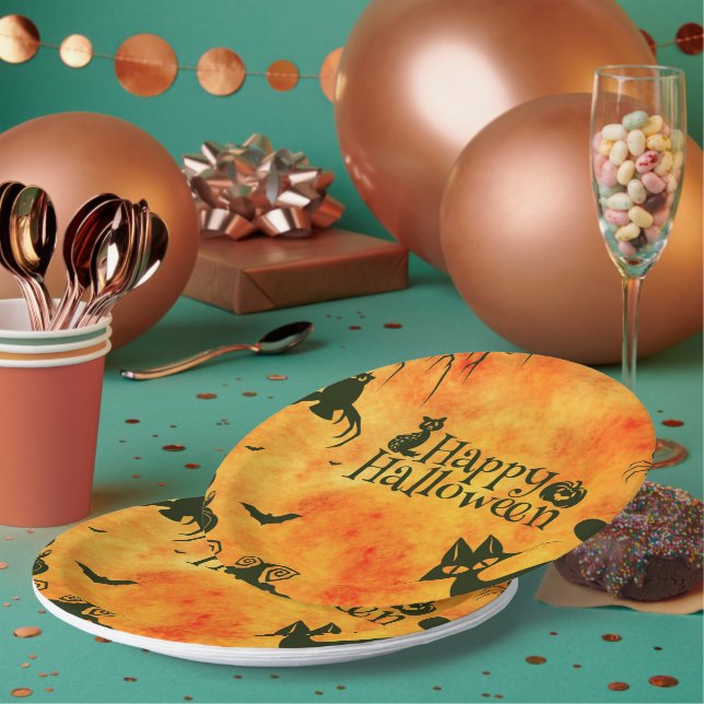 Feliz Halloween Platos de Papel para Fiesta de Cal (Multi)