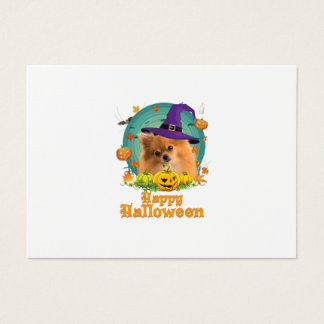 Feliz Halloween Pomeranian Dog Witch Pumpkin Ghost