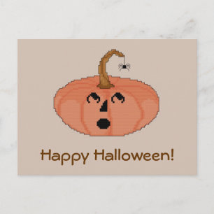 ¡Feliz Halloween! Postal de calabaza asustada