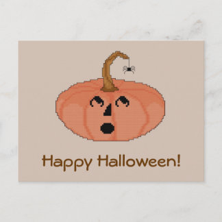 ¡Feliz Halloween! Postal de calabaza asustada