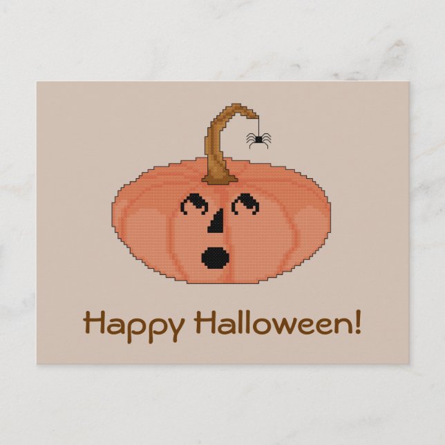 ¡Feliz Halloween! Postal de calabaza asustada (Anverso)