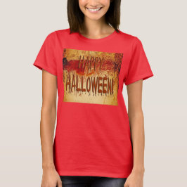 Feliz Halloween Sangre Manchada Muro Camiseta para