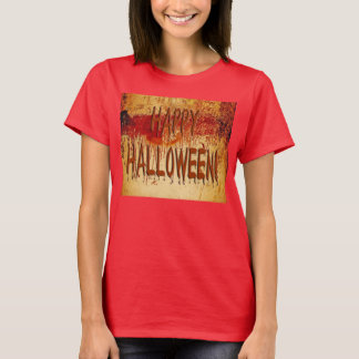 Feliz Halloween Sangre Manchada Muro Camiseta para