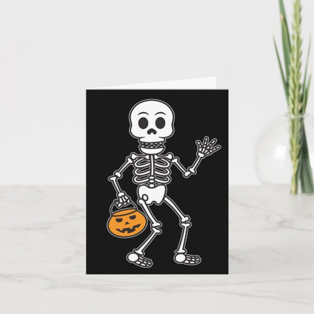 Feliz Halloween Skeleton Personalizado tarjeta de  (Anverso)