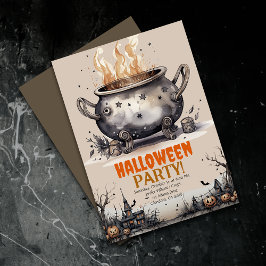 Feliz Halloween Spooky Cauldron Party Invitación