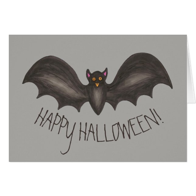 Feliz Halloween Spooky Flying Black Bat (Anverso (Horizontal))