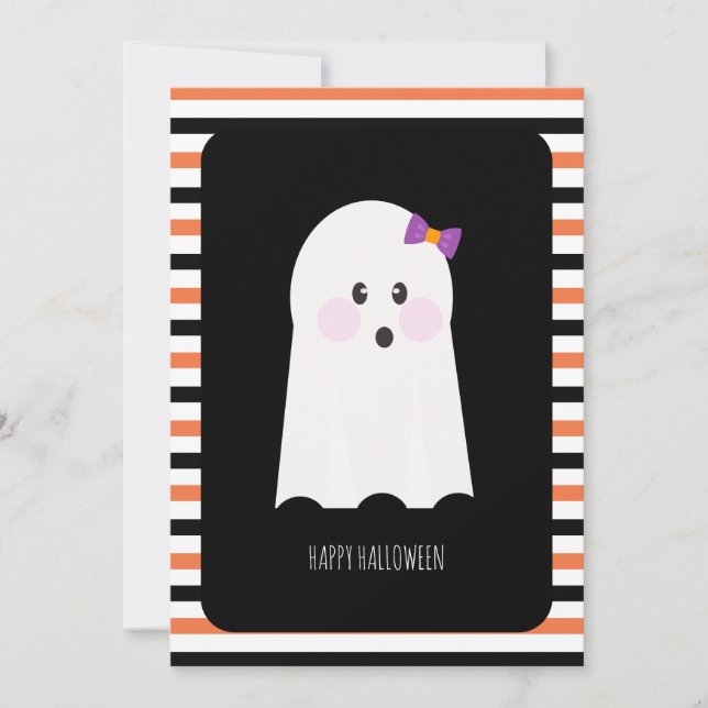 Feliz Halloween Tarjeta de Fantasma Adorable (Anverso)