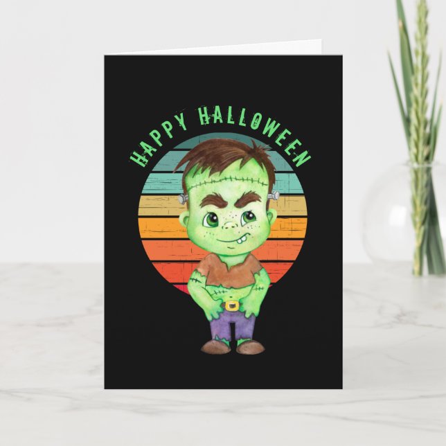 Feliz Halloween - Tarjeta de frankenstein (Anverso)