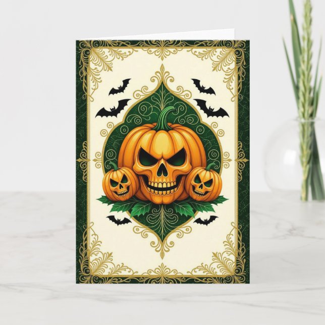 Feliz Halloween, tarjeta de Halloween, tarjetas de (Anverso)