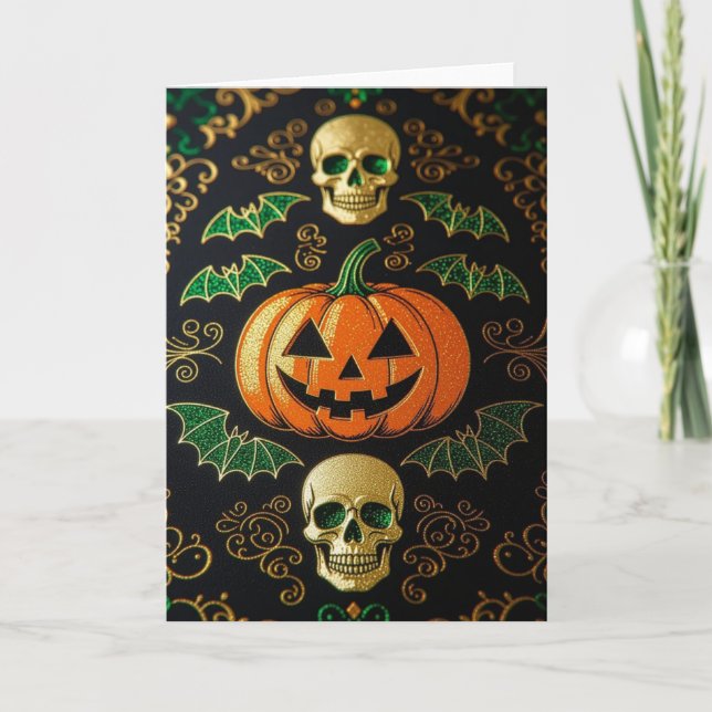 Feliz Halloween, tarjeta de Halloween, tarjetas de (Anverso)