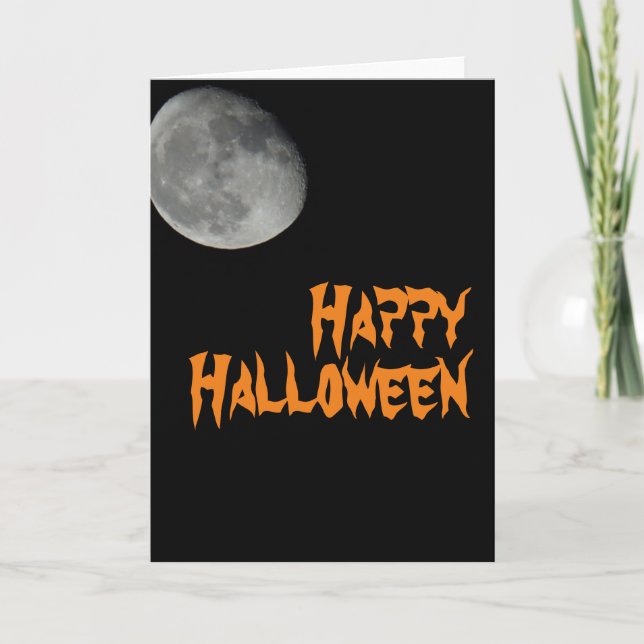 Feliz Halloween, tarjeta de luna llena (Anverso)