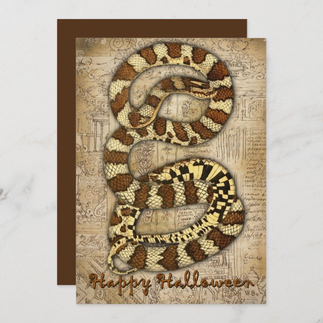 Feliz Halloween Tarjeta de Serpiente Macabra (Anverso / Reverso)