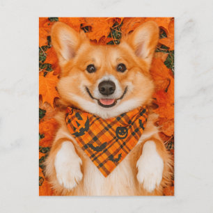 Feliz Halloween Tarjeta Postal Corgi Perro Lindo O