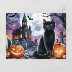 Feliz Halloween Tarjeta Postal Gato Negro Espeluzn