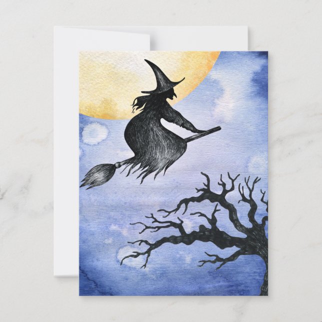 Feliz Halloween Volando Bruja Tu Propio Mensaje (Anverso)