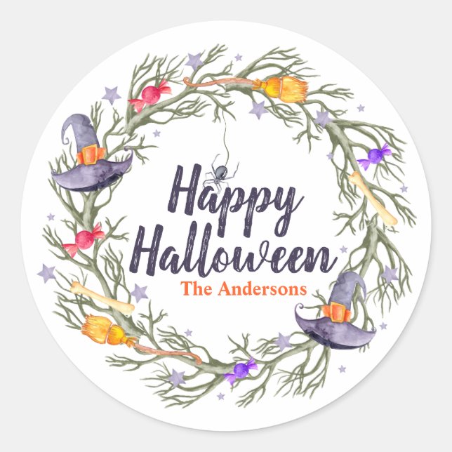 Feliz Halloween Wreath personalizado | Sello Pegat (Anverso)