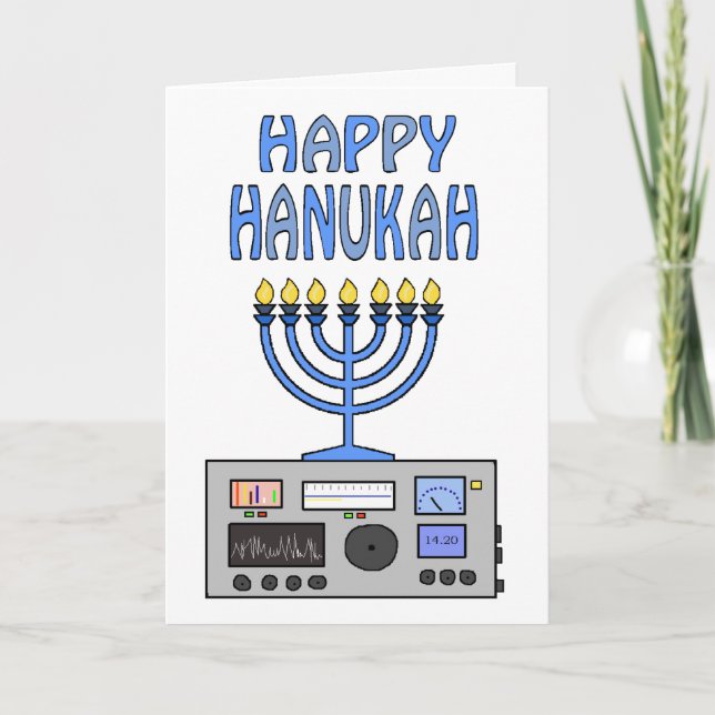 Feliz Hanukah Ham Radio Tarjeta de Saludo (Anverso)