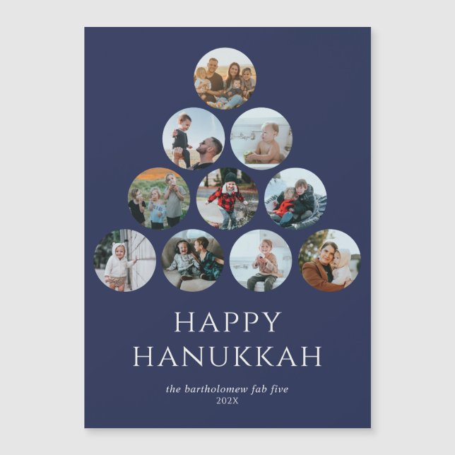Feliz Hanukkah 10 Photo Magnet Blue (Anverso)