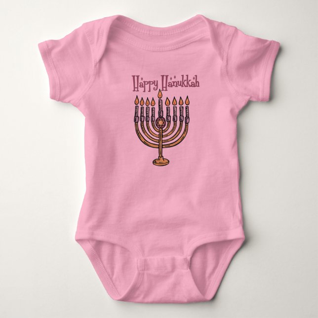 Feliz Hanukkah Baby Jersey Bodysuit (Anverso)