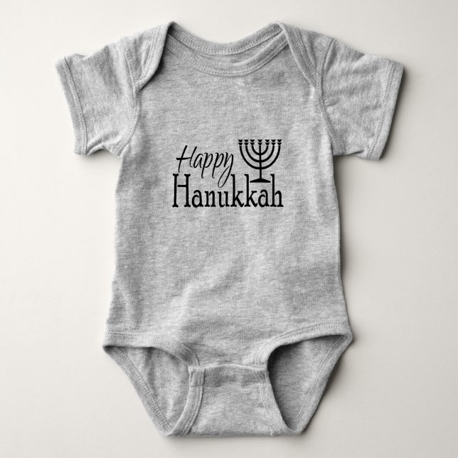 Feliz Hanukkah Bebé Bodysuit Jersey (Anverso)