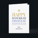 Feliz Hanukkah Chanukah Holiday Tarjeta de felicit<br><div class="desc">En este diseño se incorpora el diseño de Relieve metalizado de oro simulado falso. Personalice el texto personalizado anterior. En nuestra colección "Happy Hanukkah Chanukah" se pueden encontrar elementos de coordinación adicionales.</div>
