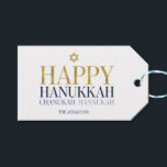 Feliz Hanukkah Chanukah Navidad Etiquetas de regal<br><div class="desc">En este diseño se incorpora el diseño de Relieve metalizado de oro simulado falso. Personalice el texto personalizado anterior. En nuestra colección "Happy Hanukkah Chanukah" se pueden encontrar elementos de coordinación adicionales.</div>