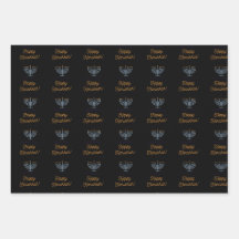 Feliz Hanukkah empaquetando hojas 3 diseños difere