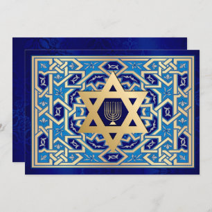 Feliz Hanukkah. Estrella de David y Tarjetas Menor