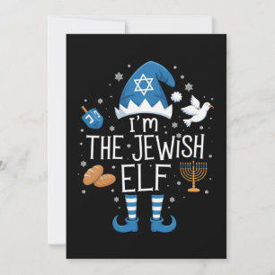 Feliz Hanukkah Familia Judía Elfo Grupo Navidad