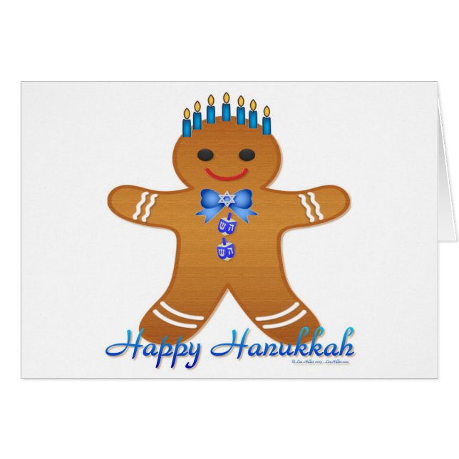 Feliz Hanukkah Gingerbread Man Menorah (Anverso (Horizontal))