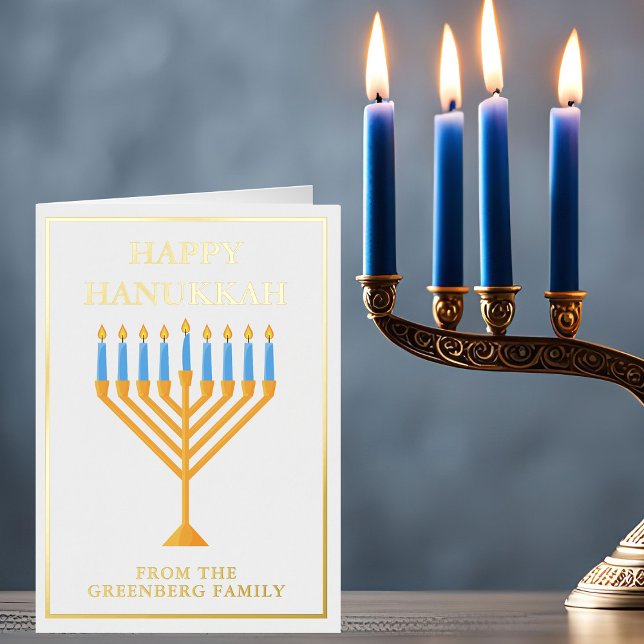 Feliz Hanukkah Menorah Personalizado elegante oro (Subido por el creador)