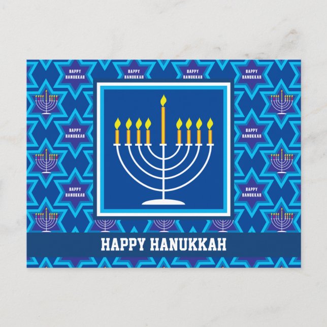 🕎 Feliz Hanukkah, Menorah, postal de personalizab (Anverso)
