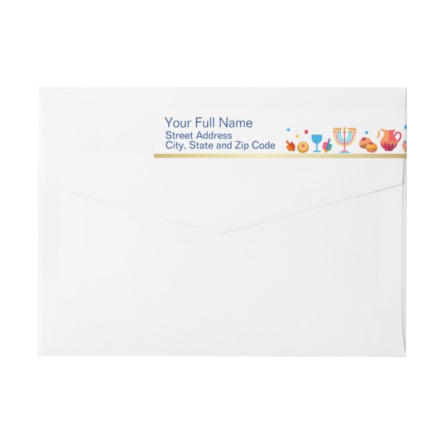 Feliz Hanukkah Oro Menorah Tradicional Símbolos Me (Reverso)