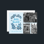 Feliz Hanukkah PERSONALIZADO, tarjeta de vacacione<br><div class="desc">Espero que te guste este diseño de vacaciones. Añade tus propias fotos y texto al frente haciendo clic en "Personalizar esta plantilla". Asegúrese de organizar sus fotos bajo el "grupo" que crea el borde blanco. Todo es regulable. Añade texto a la parte posterior también y cambia los colores de fondo....</div>