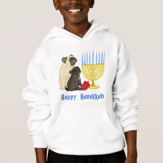 Feliz Hanukkah Pugs con Menorah Tees y Sweats