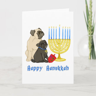 Feliz Hanukkah Pugs y tarjetas de Personalizable M