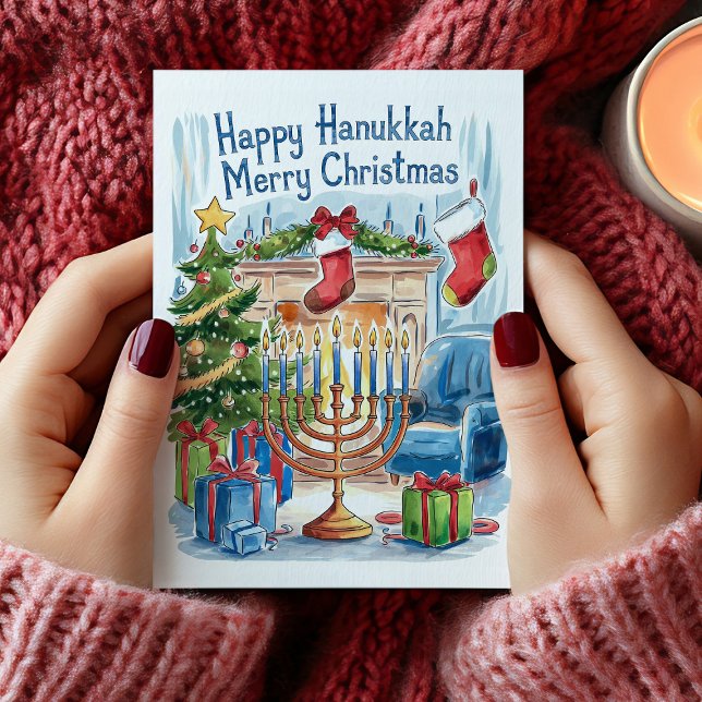 Feliz Hanukkah Tarjeta Feliz Navidad (Happy Hanukkah Merry Christmas Card)