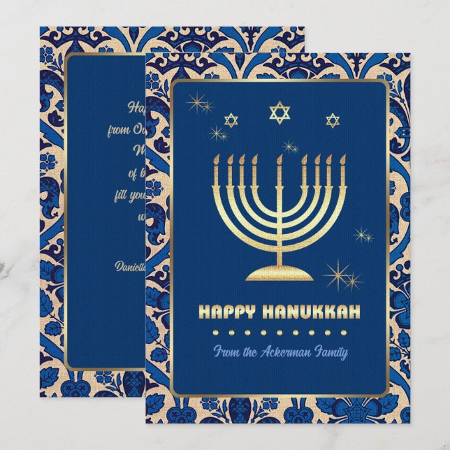Feliz Hanukkah. Tarjetas de felicitación de person (Anverso / Reverso)