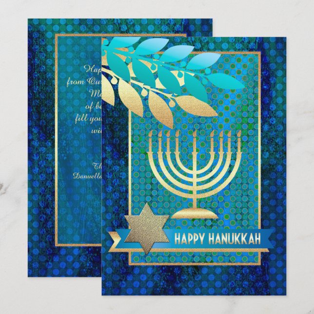 Feliz Hanukkah. Tarjetas de felicitación de person (Anverso / Reverso)