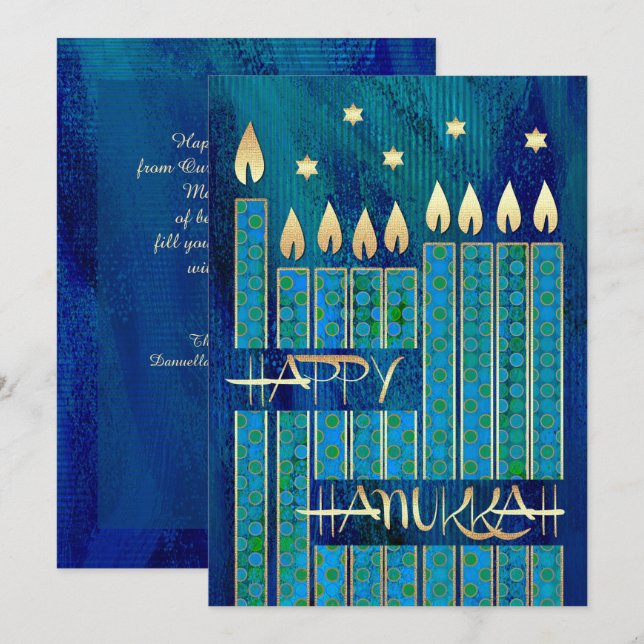 Feliz Hanukkah. Tarjetas de felicitación de person (Anverso / Reverso)