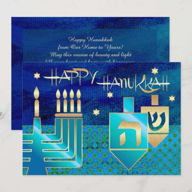 Feliz Hanukkah. Tarjetas de felicitación de person (Anverso / Reverso)