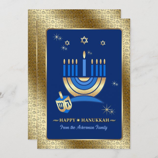 Feliz Hanukkah. Tarjetas de felicitación de person (Anverso / Reverso)