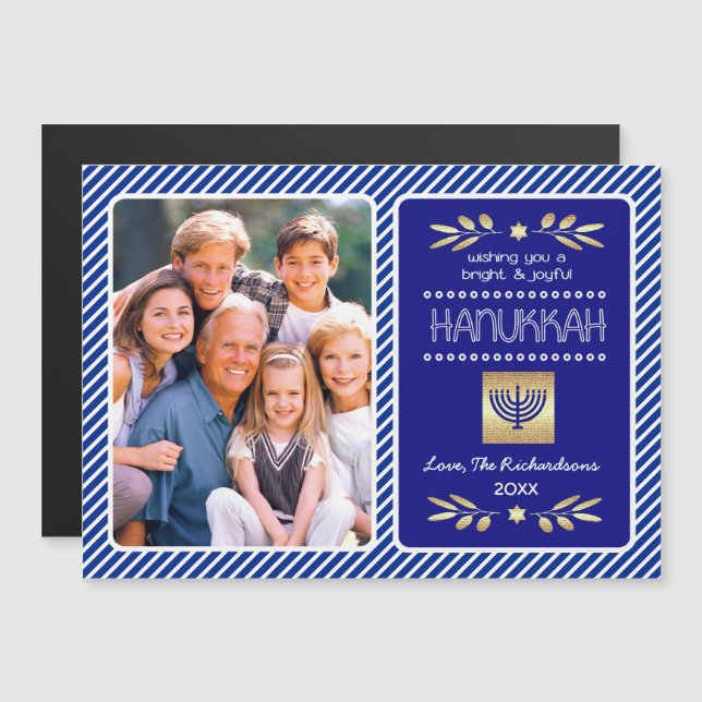Feliz Hanukkah. Tarjetas magnéticas fotográficas p (Anverso/Reverso)