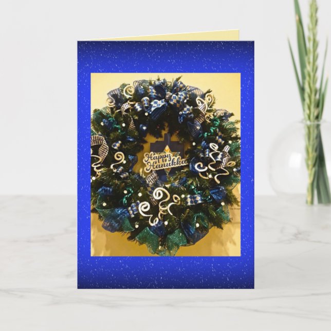 Feliz Hanukkah Wreath, tarjeta de saludo de feriad (Anverso)