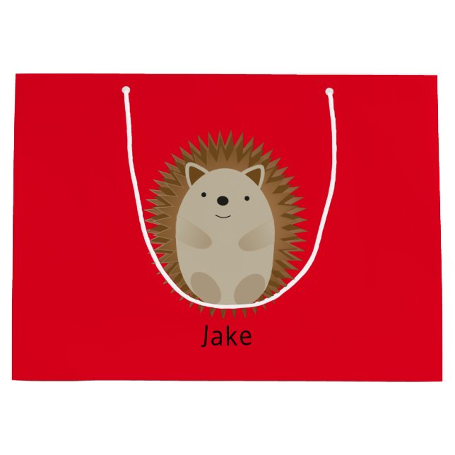 Feliz Hedgehog Gran Bolsa de Regalo Rojo (Anverso)